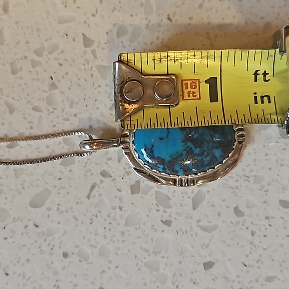 Chumash Turquoise Pendant Sterling Silver Necklace - Picture 5 of 5
